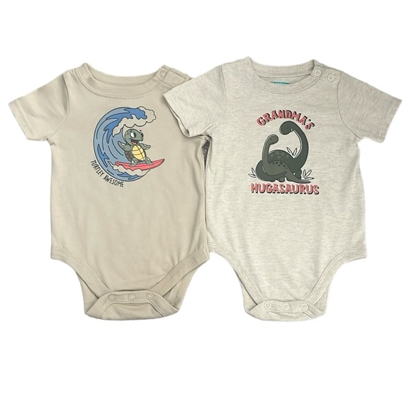 Garanimals Baby Boys (2) Graphic Bodysuits with Short Sleeves - Size 3-6 Months - Picture 1 of 7